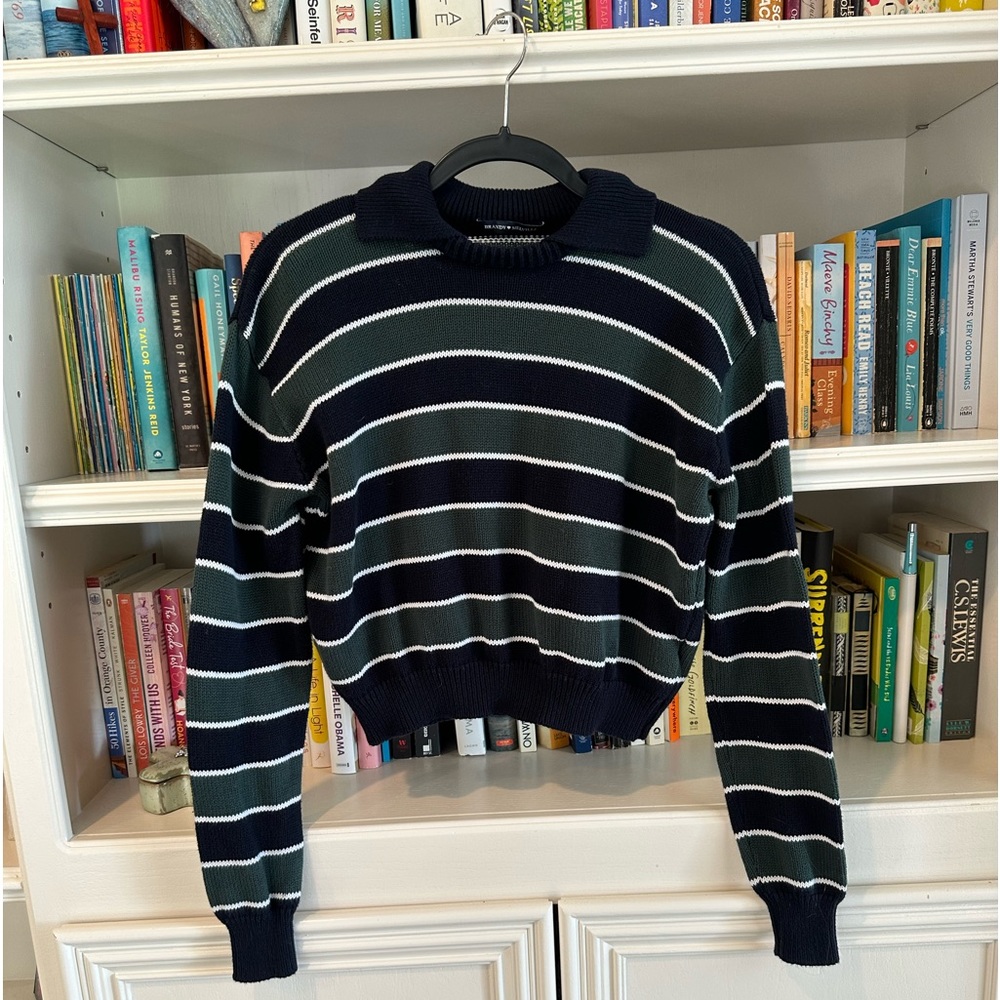 Brandy Melville || Cotton striped sweater || blue & green